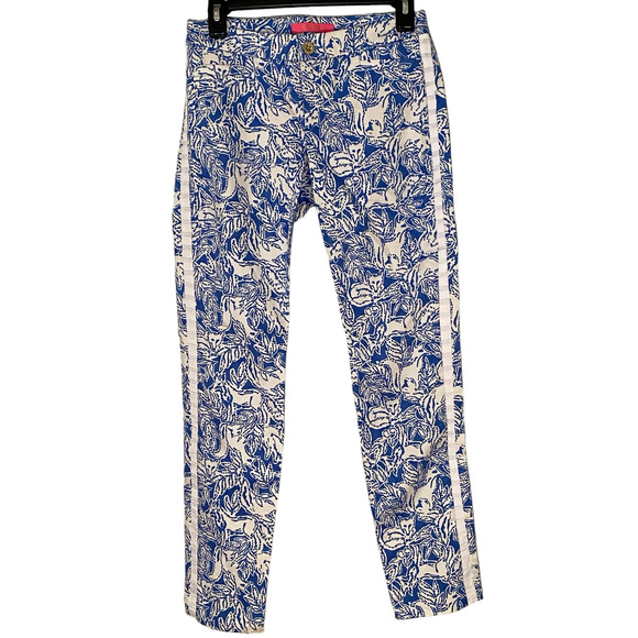 Lilly Pulitzer Kelly Skinny Ankle Dress Pants Coastal Blue White Fancy F… - Picture 4 of 16